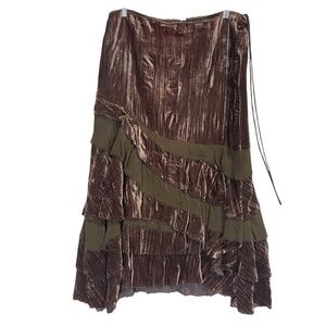 Sandwitch_ Brown Velvet‎ Fairy Y2K Ruffle Midi Skirt Size M